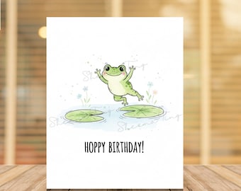 Urodzinowa kartka z żabą Urocza urodzinowa kartka z żabą Karta A2 Mała kartka urodzinowa Zabawna kartka urodzinowa Wesoła kartka urodzinowa Karta HBD