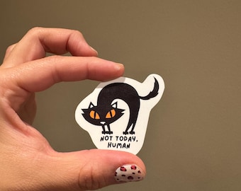 Funny Cat Sticker Water-Resistant Cat Sticker for Laptop, Notebooks, Locker Door, Mirrors