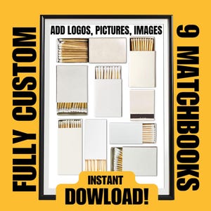Matchbook Poster Template - Blank Matchbook Digital Download, Custom Matchbook Art, DIY Matchbox Print, Personalized Wall Decor