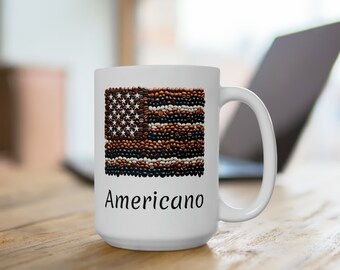 Americano Coffee Bean American Flag - 15oz Ceramic Mug