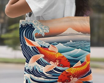 La grande vague au large de Kanagawa, Koi Fish Tote bag