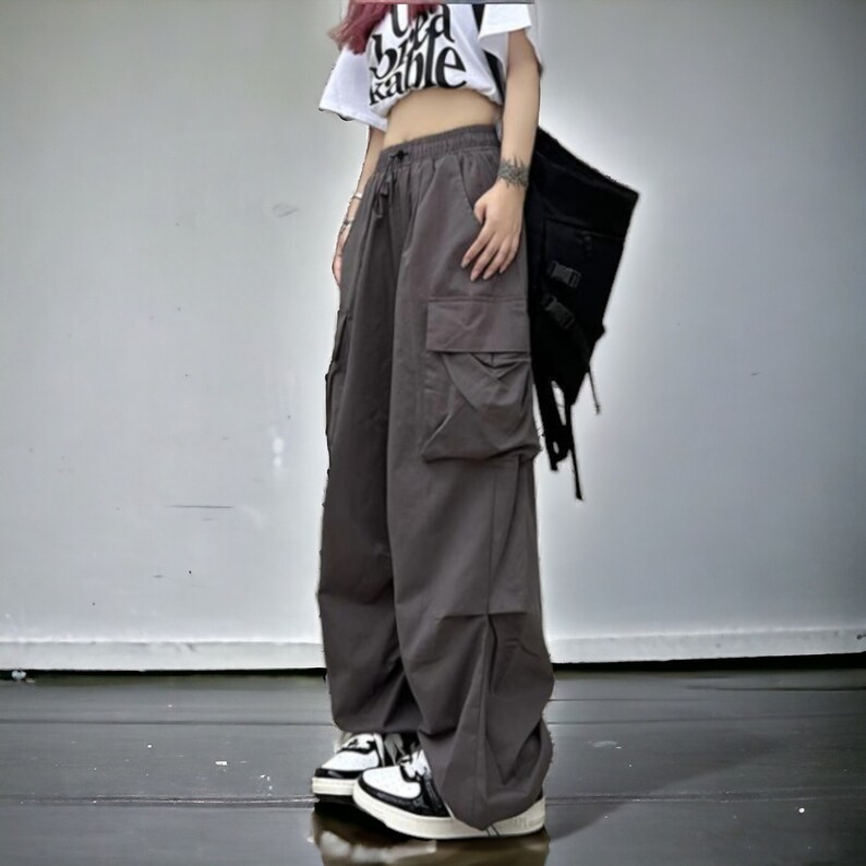 Y2K Streetwear/Cargo Harajuku Pantalon de parachute baggy pour femme image 8