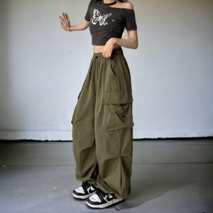 Y2K Streetwear/Cargo Harajuku Pantalon de parachute baggy pour femme image 4