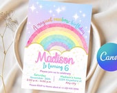 Rainbow Birthday Invitation Template: Editable Clouds (Digital Download)