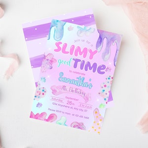 Slime-Geburtstags-Party Einladung - Druckbare Vorlage für Mädchen (Digitaler Download)