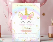 Editable Unicorn Birthday Invitation Template (Digital Download)