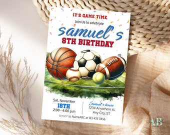 All-Star Sports Birthday Invitation Template (Digital Download)