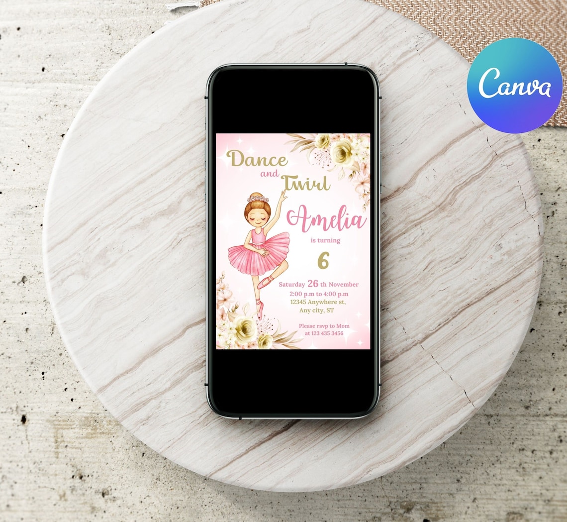 Ballet Birthday Invitation: Ballerina Party Template (digital Download ...