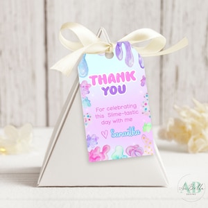 Editable Slime Thank You Tag Template: Slime Party Favors (Digital Download)