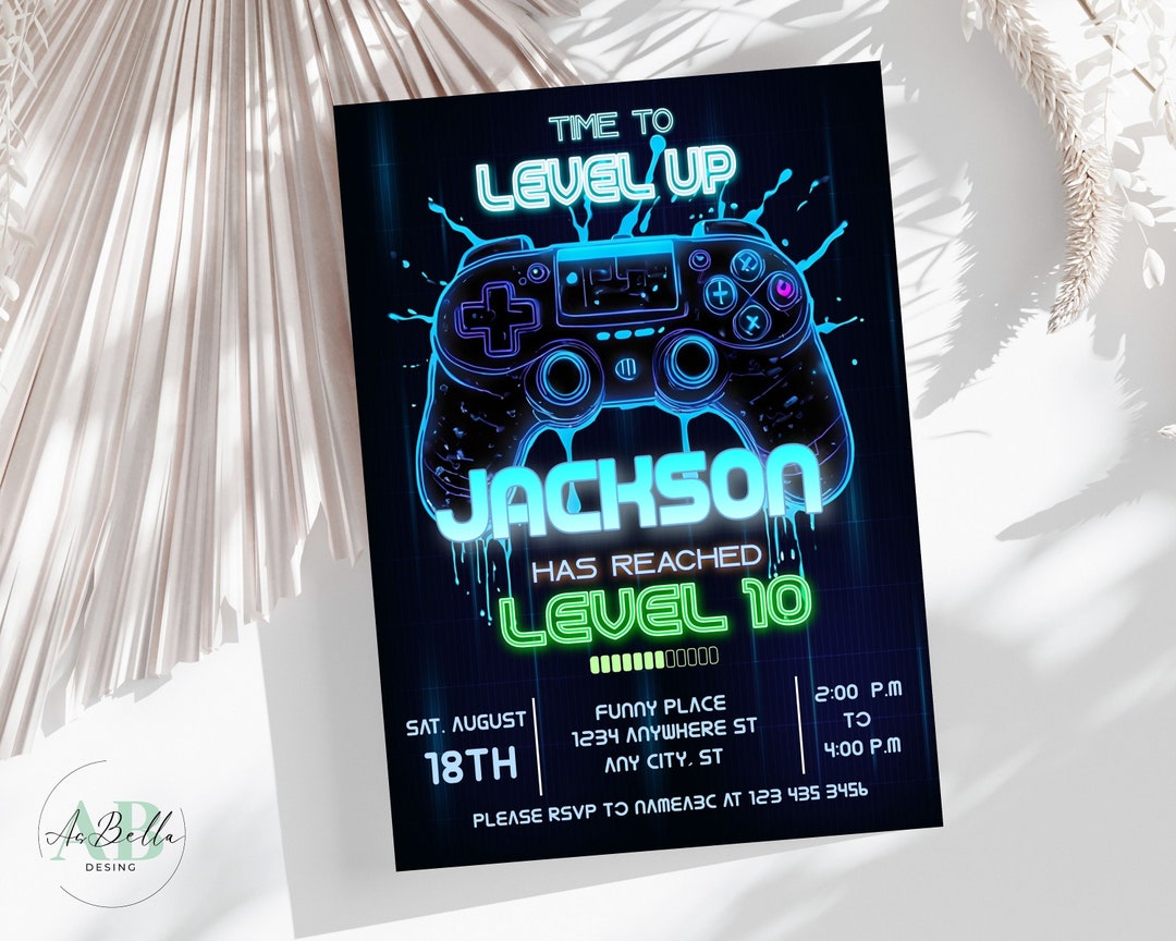 Video Game Birthday Invitation, Video Game Party Invitation, Gamer ...