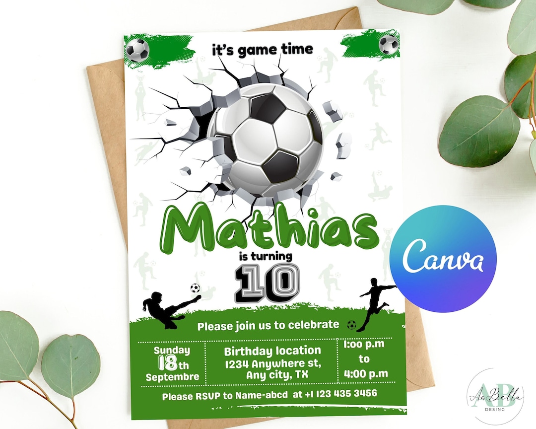 Soccer Birthday Invitation, Soccer Birthday Invitation Template ...