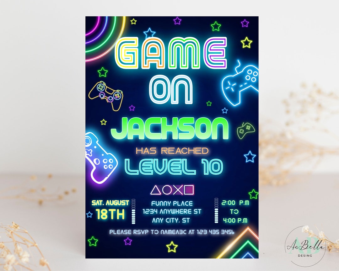 Video Game Birthday Invitation, Video Game Party Invitation, Gamer ...