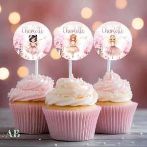 Editable Fairy cupcake toppers, Enchanted Fairy cupcake toppers, Editable Fairy Birthday cupcake toppers FB01