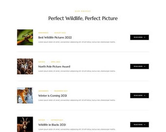 Nature's Lens Elementor WordPress Template - Capturing the Essence of Wildlife