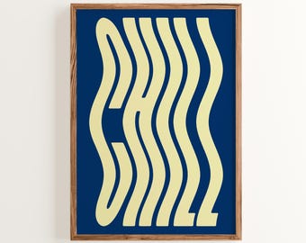 Retro Wavy Chill Print: Modern Dorm Wall Art
