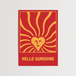 Hello Sunshine Art Print, Fröhliche Wandkunst, Motivationsposter, Positive Vibes Decor, Bunter Typografiedruck, Geschenk für Freunde