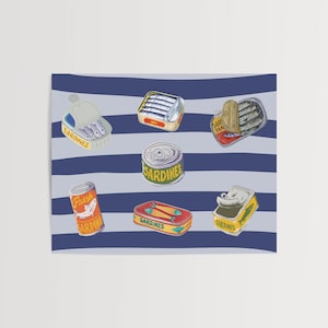 Sardines Art Print, Retro Kitchen Decor, Food Poster, Fish Wall Art, Canned Fish Illustration, Tinned Sardine Print