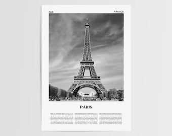 Eiffel Tower Paris Print: Black and White Photography, France Wall Art