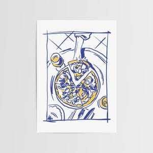 Poster Pizza Minimalista, Arte da Parete, Decorazione Cucina e Caffè, Stampa Moderna, Culinaria per Ogni Stanza o Dormitorio