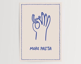 More Pasta Print: Minimalist Kitchen Cafe Wall Art