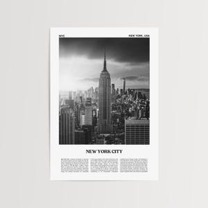 New York City Print Black and White No 1, New York Wall Art, New York Poster, New York Wall Decor, NYC, USA, United States