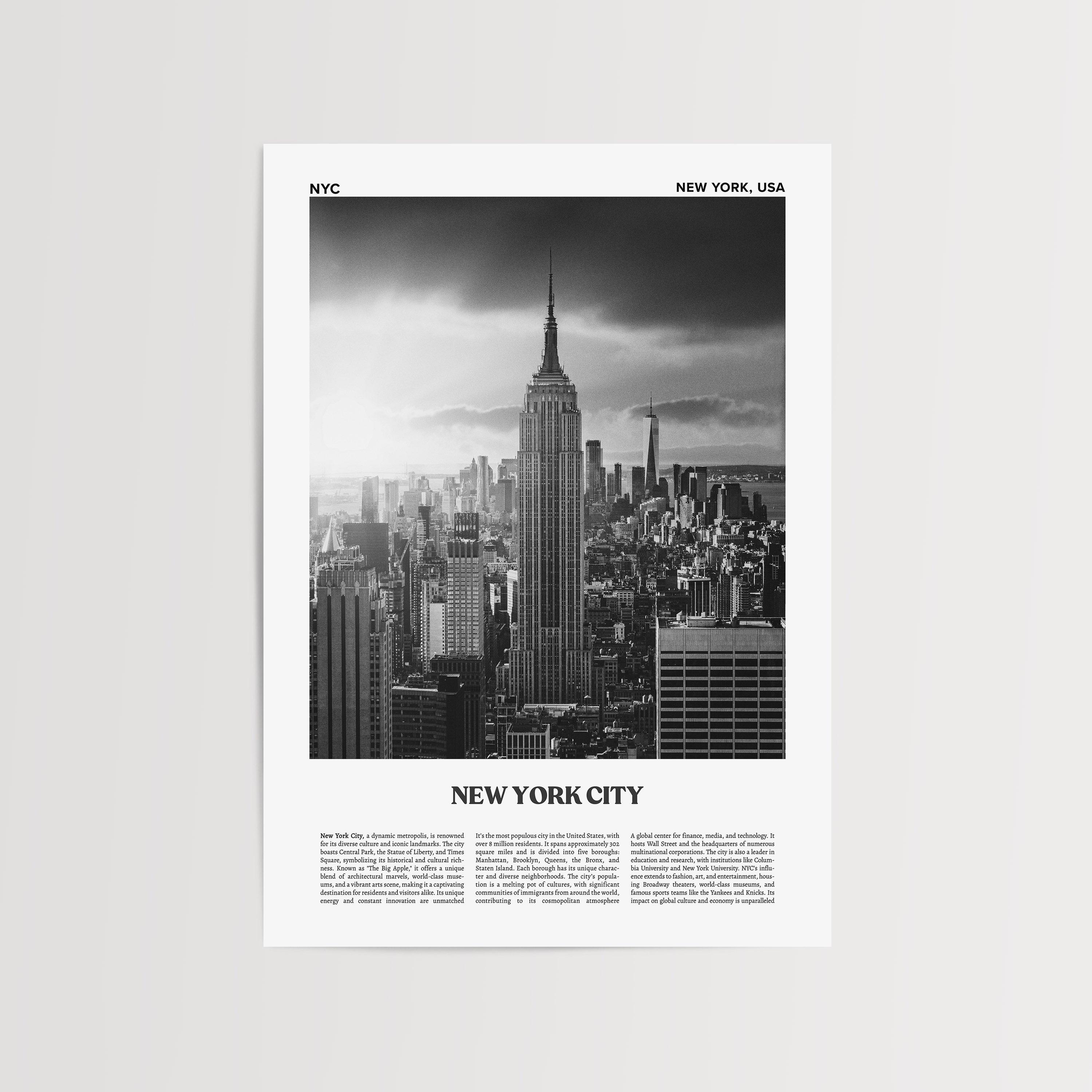 New York City Print Black and White No 1, New York Wall Art, New York ...