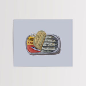 Sardines Art Print, Retro Kitchen Decor, Food Poster, Fish Wall Art, Canned Fish Illustration, Tinned Sardine Print