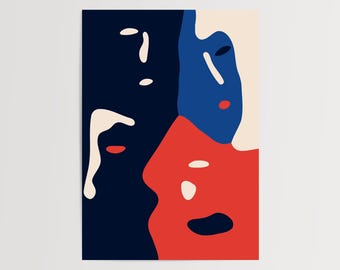 Abstract Faces Art Print: Trendy Eclectic Wall Decor