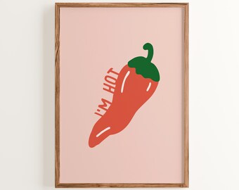 Spicy Chili Pepper Print: Funny Foodie Kitchen Wall Art