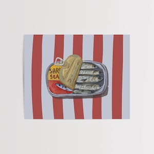 Sardines Art Print, Retro Kitchen Decor, Food Poster, Fish Wall Art, Canned Fish Illustration, Tinned Sardine Print