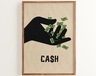 Cash Art Print: Minimalist Money Poster, Financial Motivation