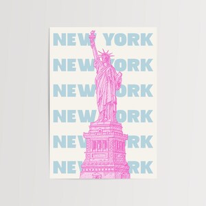 Stampa artistica della Statua della Libertà di New York, arte murale moderna, poster dei monumenti degli Stati Uniti, decorazione da viaggio, stampa dell'architettura di New York, regalo per viaggiatori