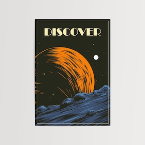 Stampa di esploratore spaziale, arte da parete astronauta, poster di meraviglia, avventura spaziale, arte spaziale, stampa in bianco e nero, decorazione fantascientifica