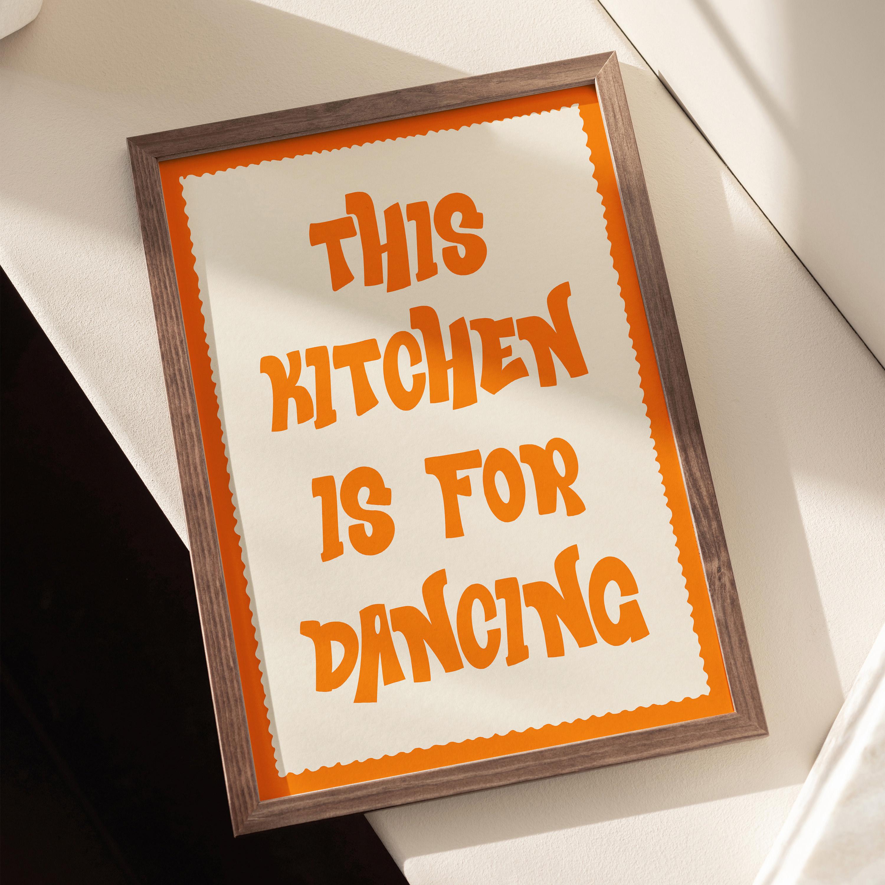 kitchen wall art set of 6 fun foodie prints this... This Kitchen is for Dancing Art Print, Fun Kitchen Wall Decor, Retro ...