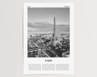 Eiffel Tower Paris Print, Black and White Photography, France Wall Art