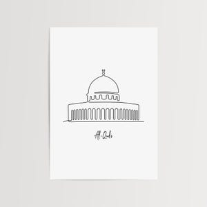 Al-Quds Palestine Travel Poster: Modern Line Art Print