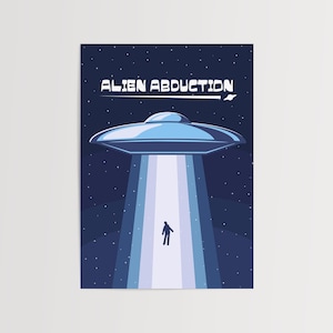 Poster spaziale con rapimento alieno, astronauta, cosmo, arte murale, arredamento eclettico, stampa artistica moderna alla moda per ogni stanza, ufficio, dormitorio, galleria