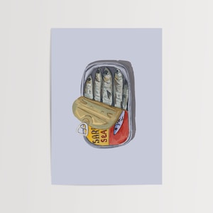 Sardines Art Print, Retro Kitchen Decor, Food Poster, Fish Wall Art, Canned Fish Illustration, Tinned Sardine Print