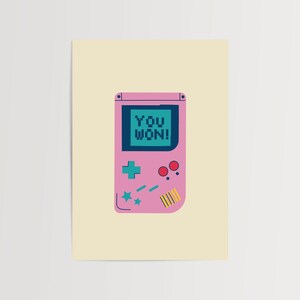Poster da parete con scritta "You Won Retro Gaming" - Decorazione motivazionale per camera da letto, dormitorio o sala giochi - Stampa artistica, decorazione nostalgica per giocatori, GameBoy