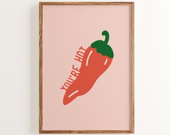Red Chili Pepper Pun Print: Spicy Kitchen Wall Art