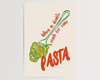 Pasta Art Print: Fun Kitchen Decor for Foodies