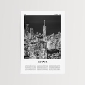 Chicago Print Black and White No 3, Chicago Wall Art, Chicago Poster, Chicago Photo, Chicago Wall Decor, Illinois, USA, Stati Uniti