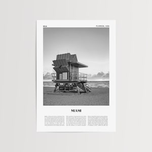 Miami Print Black and White No 1, Miami Wall Art, Miami Poster, Miami Wall Decor, Miami Beach, Florida, USA, Stati Uniti