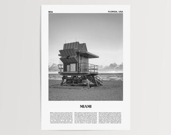 Miami Beach Print: Black and White Photography, Florida Wall Art