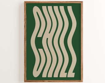 Funky Chill Print: Retro Wavy Typography, Minimalist Decor