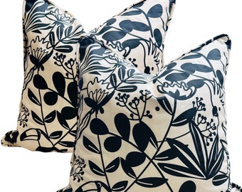 Coastal Vibes Black & Tan Pillow with self welt, 18x18 - Tropical Home Decor