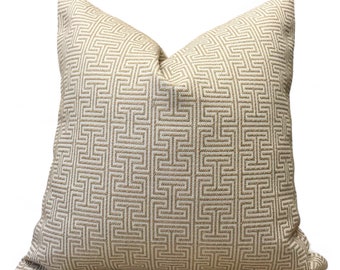 Gold and Beige Geometric Pillow cover | 18 x 18 pillow cover | Ready to Ship