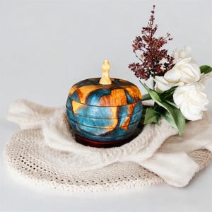 Handmade Olive Wood & Resin bowl with lid