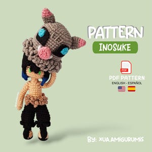 Patron Amigurumi Crochet PDF | Guerrero Anime con Macara de Jabali | Anime Boar Mask Crochet Pattern - Español English