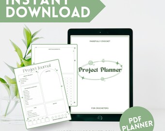 Green Simple Crochet Project Planner: 36-Page Crochet Journal (Printable PDF)